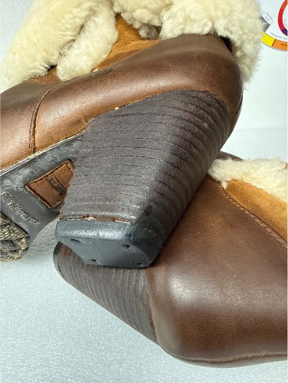 Born Women’s Brown Leather Shearling Cuff Ankle Boots Size 9